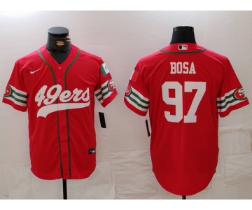 Men's San Francisco 49ers #97 Nick Bosa Red Mexico Cool Base Stitched Baseball Jersey