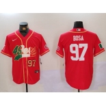 Men's San Francisco 49ers #97 Nick Bosa Red With Patch Cool Base Stitched Baseball Jerseys