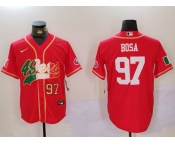 Men's San Francisco 49ers #97 Nick Bosa Red With Patch Cool Base Stitched Baseball Jerseys