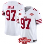 Men's San Francisco 49ers #97 Nick Bosa White 2023 F.U.S.E. With 2-star C Ptach And NFC West Champions Patch Football Stitched Jersey