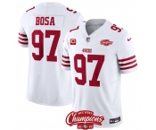 Men's San Francisco 49ers #97 Nick Bosa White 2023 F.U.S.E. With 2-star C Ptach And NFC West Champions Patch Football Stitched Jersey