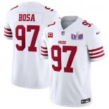 Men's San Francisco 49ers #97 Nick Bosa White 2024 F.U.S.E. Super Bowl LVIII Patch And 2-star C Patch Vapor Untouchable Limited Football Stitched Jersey