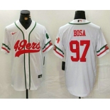 Men's San Francisco 49ers #97 Nick Bosa White Mexico Cool Base Stitched Baseball Jersey