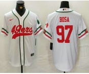 Men's San Francisco 49ers #97 Nick Bosa White Mexico Cool Base Stitched Baseball Jersey