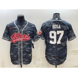 Men's San Francisco 49ers #97 Nike Bosa White Name Grey Camo With Patch Cool Base Stitched Baseball Jersey