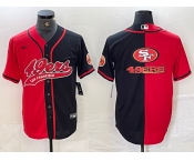 Men's San Francisco 49ers Big Logo Red Black White Blue Two Tone Stitched Baseball Jersey