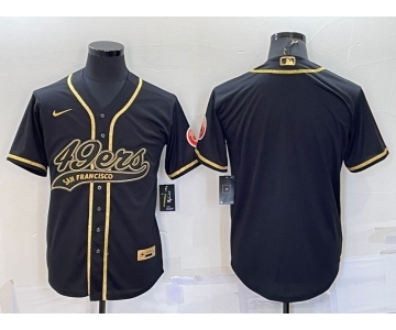 Men's San Francisco 49ers Blank Black Gold With Patch Cool Base Stitched Baseball Jerse