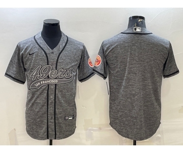 Men's San Francisco 49ers Blank Grey With Patch Cool Base Stitched Baseball Jersey