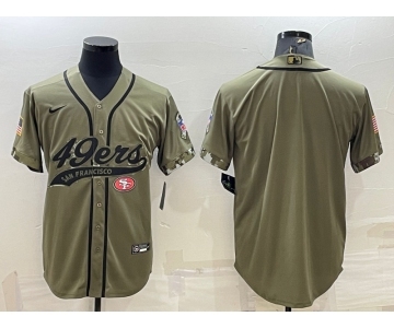 Men's San Francisco 49ers Blank Olive Salute to Service Cool Base Stitched Baseball Jersey