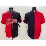 Men's San Francisco 49ers Blank Red Black White Blue Two Tone Stitched Baseball Jersey