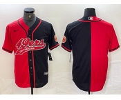 Men's San Francisco 49ers Blank Red Black White Blue Two Tone Stitched Baseball Jersey