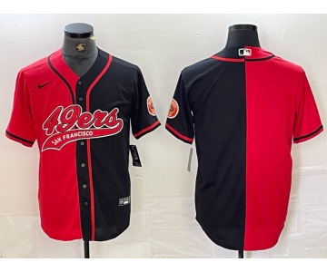 Men's San Francisco 49ers Blank Red Black White Blue Two Tone Stitched Baseball Jersey