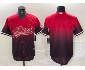 Men's San Francisco 49ers Blank Red Black With Patch Cool Base Stitched Baseball Jersey