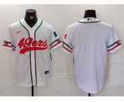 Men's San Francisco 49ers Blank White With Patch Cool Base Stitched Baseball Jersey