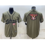 Men's San Francisco 49ers Olive Salute to Service Team Big Logo Cool Base Stitched Baseball Jersey