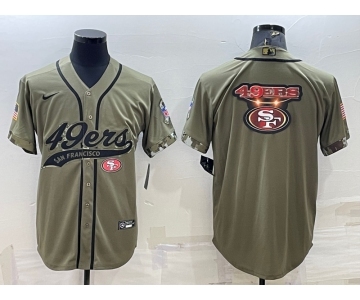 Men's San Francisco 49ers Olive Salute to Service Team Big Logo Cool Base Stitched Baseball Jersey