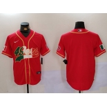 Men's San Francisco 49ers Red With Patch Cool Base Stitched Baseball Jersey