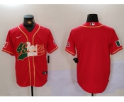 Men's San Francisco 49ers Red With Patch Cool Base Stitched Baseball Jersey