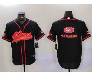 Men's San Francisco 49ers Team Big Logo Black With Patch Cool Base Stitched Baseball Jersey