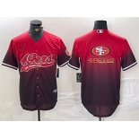 Men's San Francisco 49ers Team Big Logo Red Black With Patch Cool Base Stitched Baseball Jersey