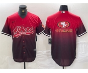 Men's San Francisco 49ers Team Big Logo Red Black With Patch Cool Base Stitched Baseball Jersey