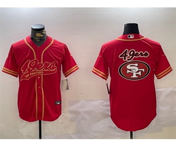 Men's San Francisco 49ers Team Big Logo Red Cool Base Stitched Baseball Jersey