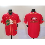 Men's San Francisco 49ers Team Big Logo Red With Patch Cool Base Stitched Baseball Jersey