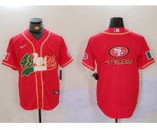 Men's San Francisco 49ers Team Big Logo Red With Patch Cool Base Stitched Baseball Jersey