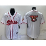 Men's San Francisco 49ers White Team Big Logo With Patch Cool Base Stitched Baseball Jersey