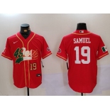 Men's San Francisco 49ers#19 Deebo Samuel Red With Patch Cool Base Stitched Baseball Jersey