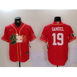 Men's San Francisco 49ers#19 Deebo Samuel Red With Patch Cool Base Stitched Baseball Jerseys