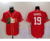 Men's San Francisco 49ers#19 Deebo Samuel Red With Patch Cool Base Stitched Baseball Jerseys