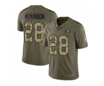 Nike San Francisco 49ers #28 Jerick McKinnon Olive Camo Men Stitched NFL Limited 2017 Salute To Service Jersey