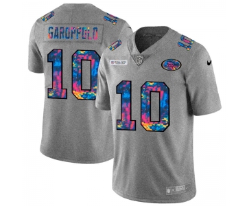 San Francisco 49ers #10 Jimmy Garoppolo Men's Nike Multi-Color 2020 NFL Crucial Catch NFL Jersey Greyheather