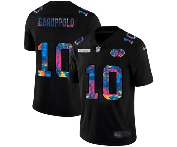 San Francisco 49ers #10 Jimmy Garoppolo Men's Nike Multi-Color Black 2020 NFL Crucial Catch Vapor Untouchable Limited Jersey