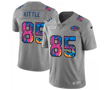 San Francisco 49ers #85 George Kittle Men's Nike Multi-Color 2020 NFL Crucial Catch NFL Jersey Greyheather