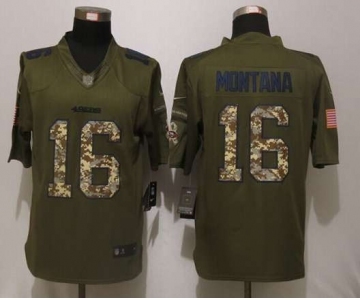 nike nfl jerseys san francisco 49ers #16 montana army green[nike Limited Salute To Service]