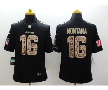 nike nfl jerseys san francisco 49ers #16 montana black[salute to service limited]