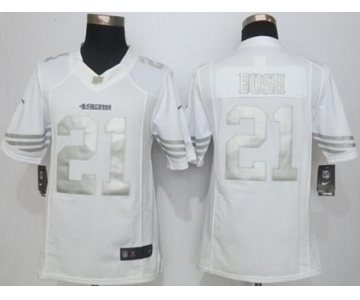 nike nfl jerseys san francisco 49ers #21 bush white Platinum[nike limited][bush]