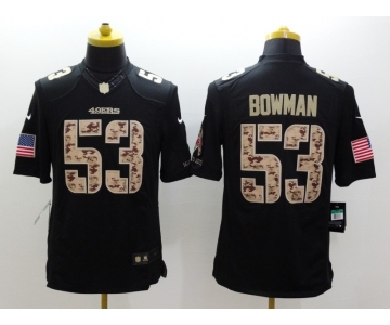 nike nfl jerseys san francisco 49ers #53 bowman black[salute to service limited]