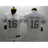 Nike Women San Francisco 49ers #16 Joe Montana Platinum White Jerseys