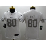 Nike Women San Francisco 49ers #80 Jerry Rice Platinum White Jerseys