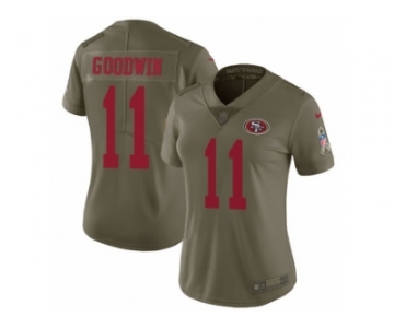 Women Nike San Francisco 49ers #11 Marquise Goodwin Limited Olive 2017 Salute to Service NFL Jersey