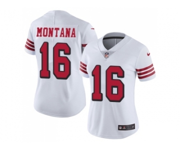 Women Nike San Francisco 49ers #16 Joe Montana White Rush Stitched NFL Vapor Untouchable Limited Jersey