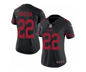 Women Nike San Francisco 49ers #22 Matt Breida Limited Black Rush Vapor Untouchable NFL Jersey