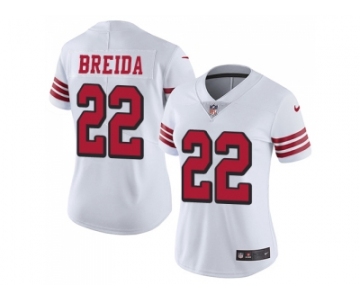 Women Nike San Francisco 49ers #22 Matt Breida White Rush Stitched NFL Vapor Untouchable Limited Jersey