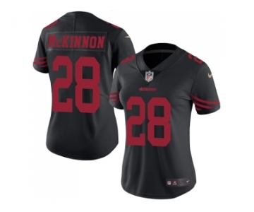 Women Nike San Francisco 49ers #28 Jerick McKinnon Black Stitched NFL Limited Rush Jersey