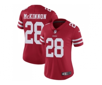 Women Nike San Francisco 49ers #28 Jerick McKinnon Red Team Color Stitched NFL Vapor Untouchable Limited Jersey