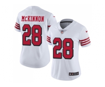 Women Nike San Francisco 49ers #28 Jerick McKinnon White Rush Stitched NFL Vapor Untouchable Limited Jersey