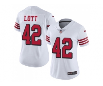 Women Nike San Francisco 49ers #42 Ronnie Lott White Rush Stitched NFL Vapor Untouchable Limited Jersey